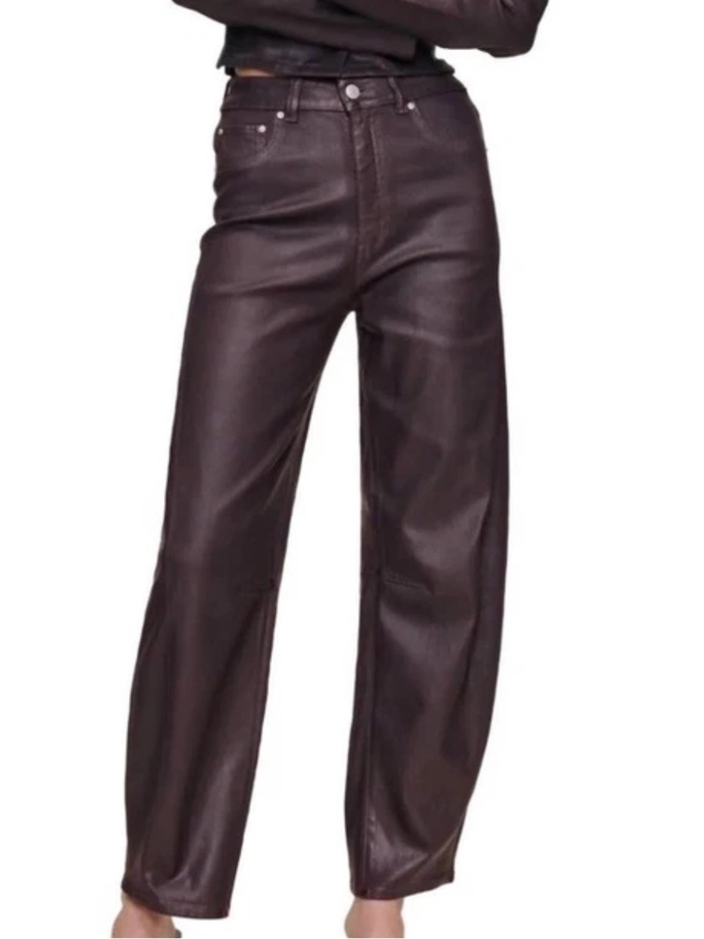 NEW DL1961 MIRO High Rise Barrel Pants Jeans in Cocoa Coated 27/Read Desc.